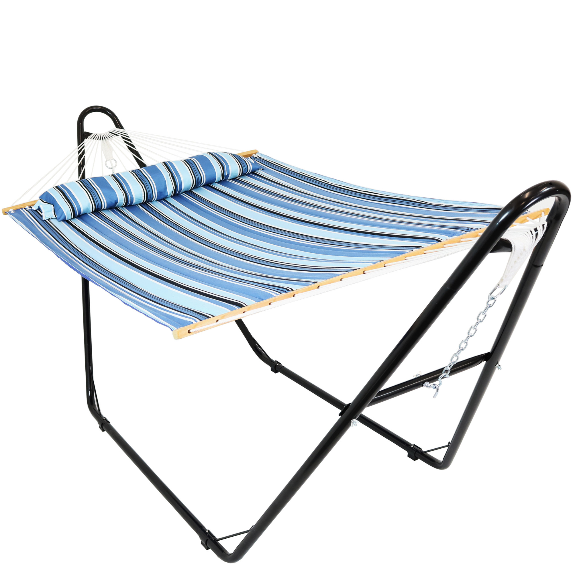 Sunnydaze Decor, Quilted Hammock with Universal Stand - Misty Beach, Color Blue, Capacity 450 lb, Material Polyester, Model# OP-169-MHS-COMBO